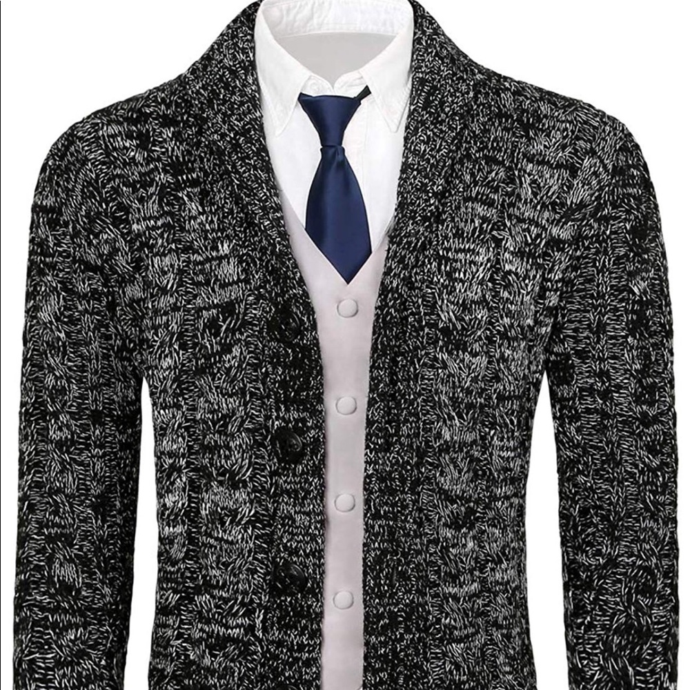 Mens CollarCable KnittedButtonDown CardiganSweater